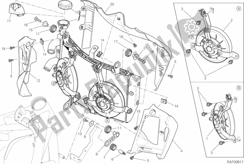 Toutes les pièces pour le Refroidisseur D'eau du Ducati Monster 821 Stealth USA 2020